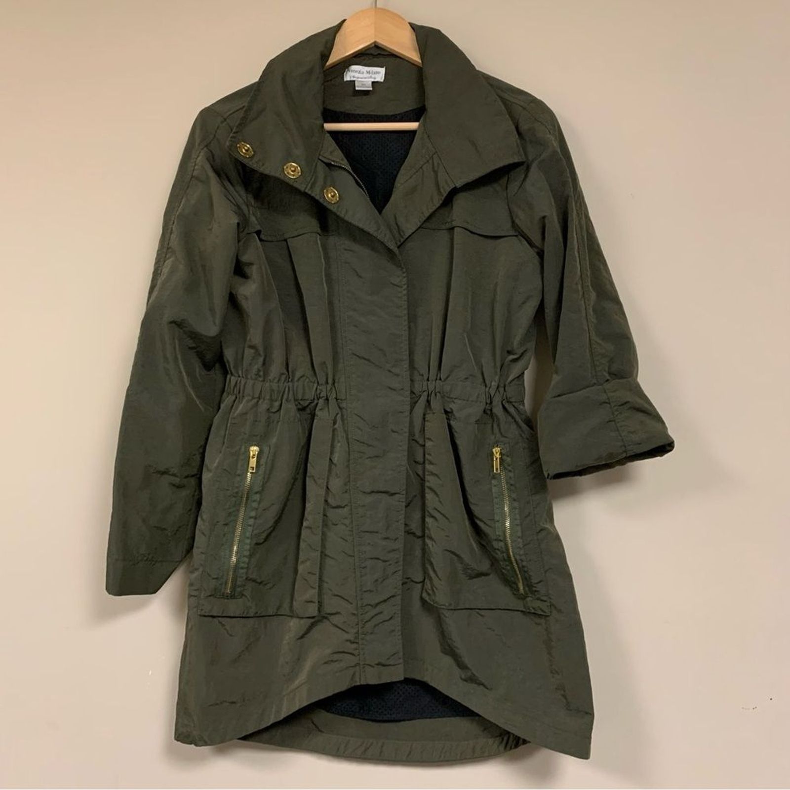 Venezia Milano Jacket Coat Womens Xs Cargo Pocket Anorak Olive Green Fall Winter